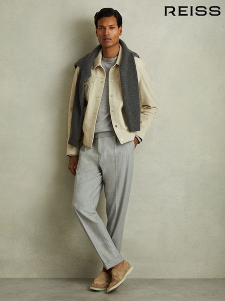 Reiss Off White Eden Suede Trucker Jacket (E30150) | €237