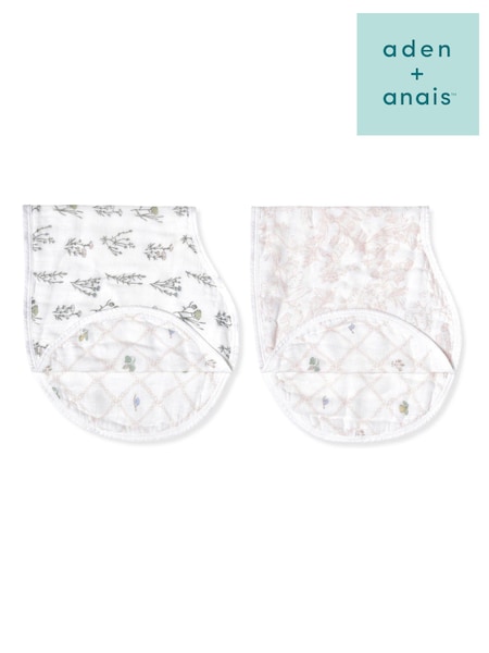 aden + anais Pink Burpy Silky Soft French Floral 100% Cotton Bibs 2 Pack (E30175) | AZN 54