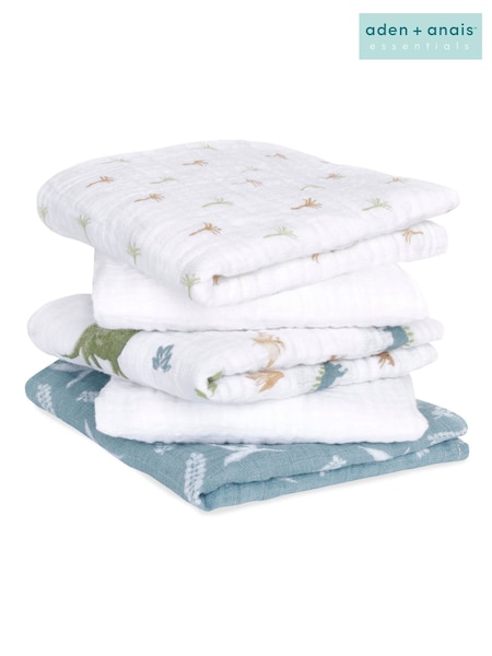 Aden + Anais Essentials 100% Cotton Squares Dino Jungle Muslins 5 Pack (E30177) | ‏116‏₪