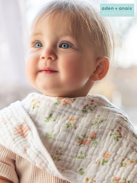 aden + anais Pink Essentials 100% Cotton Baby Burpy Bib Country Floral Muslin (E30184) | $18