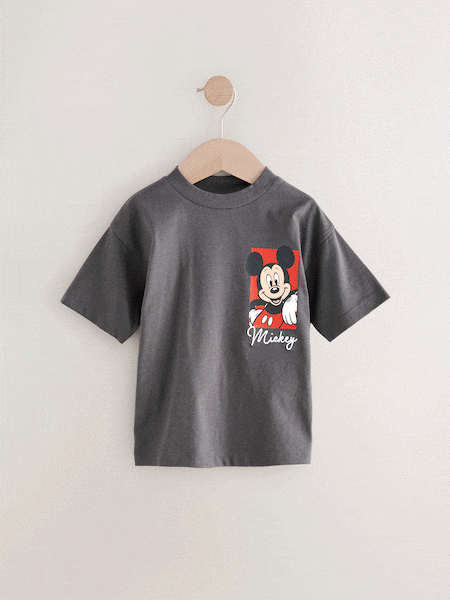 Charcoal Grey Mickey Mouse Short Sleeve T-Shirt (3mths-8yrs) (E30191) | € 13 - € 16