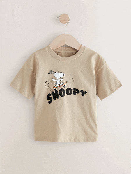 Neutral Snoopy Short Sleeve Back Print T-Shirt (3mths-7yrs) (E30203) | 34 QAR - 41 QAR