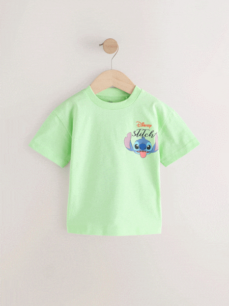 Green Lilo & Stitch Short Sleeve 100% Cotton T-Shirt (3mths-8yrs) (E30206) | 47 QAR - 57 QAR