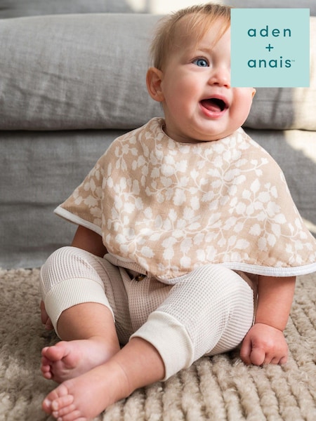 aden + anais White Burpy Silky Soft Natural 100% Cotton Woodland Bibs 2 Pack (E30220) | €27