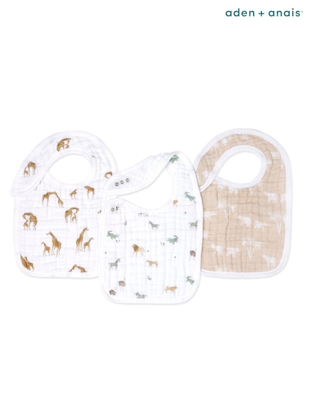 aden + anais Snap 100% Cotton Muslin Safari Dream Bibs 3 Pack (E30222) | € 28
