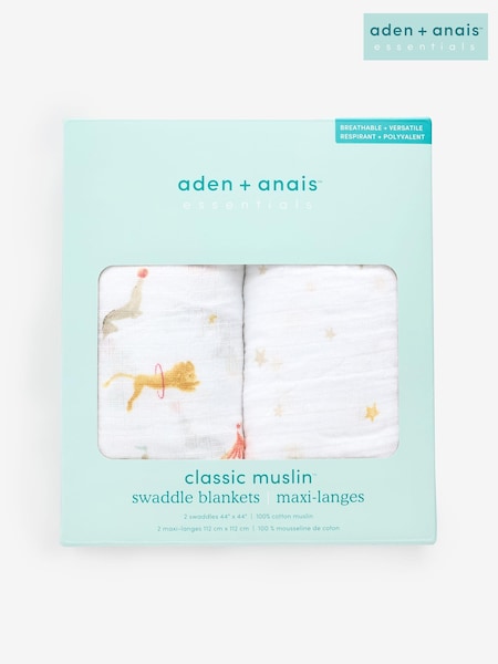 aden + anais Essentials 100% Cotton Elephant Circus Muslins Blankets 2 Pack (E30223) | €32