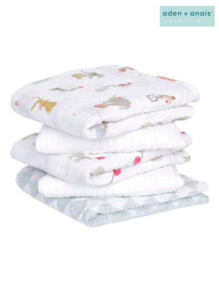 aden + anais White Essentials 100% Cotton Elephant Circus Muslin Squares 5 Pack (E30224) | €33