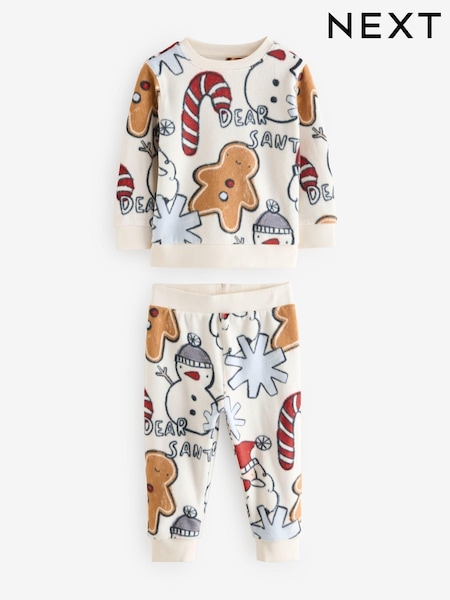 Cream/Red Single Soft Touch Christmas Fleece Pyjamas with Elastane (9mths-16yrs) (E30271) | AED49 - AED60
