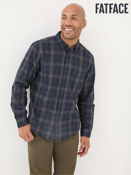 FatFace Charlton Navy Long Sleeve Check 100% Cotton Shirt (E30277) | €39.50