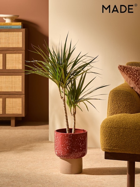 MADE.COM Terracotta & White Santiago Hand Splatter Medium Plant Pot (E30283) | €52