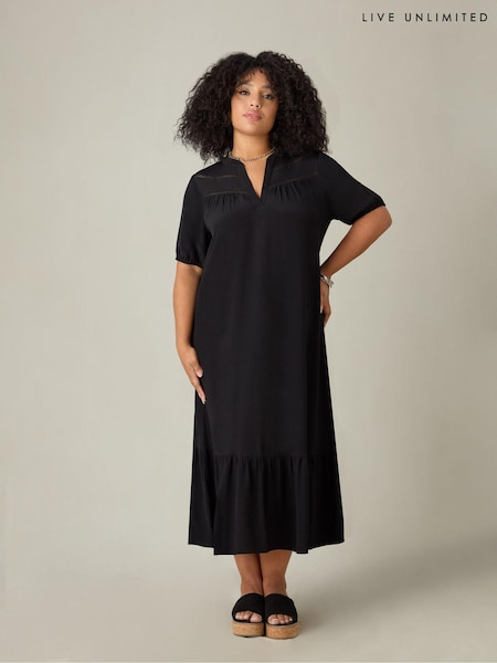 Live Unlimited Black Curve Ladder Trim Midi Dress (E30306) | €50