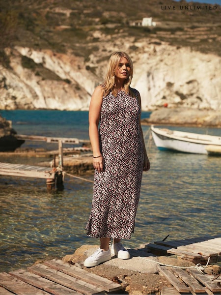 Live Unlimited Blue Geo Jersey Sleeveless Maxi Dress (E30312) | €37