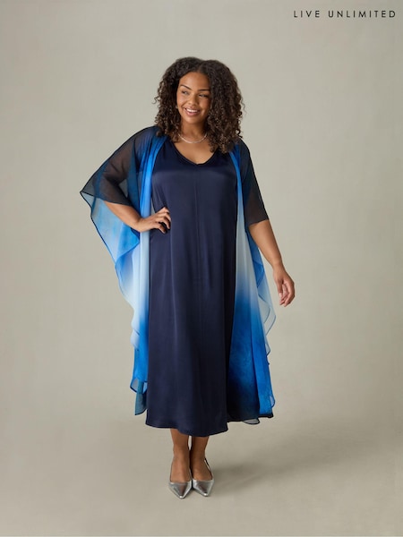 Live Unlimited Blue Curve Bias Slip Midi Dress (E30320) | €56