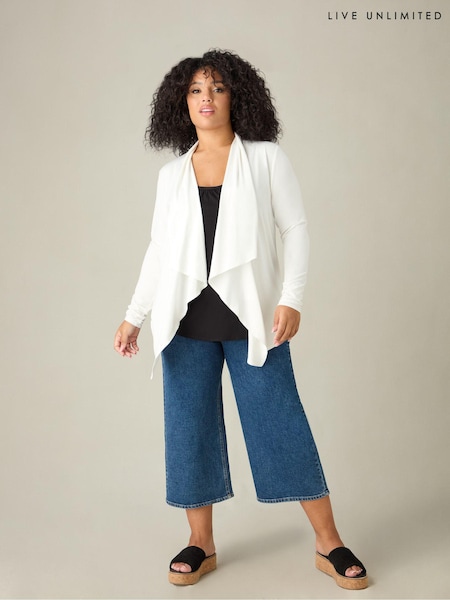 Live Unlimited White Curve Jersey Waterfall Cardigan (E30341) | €30