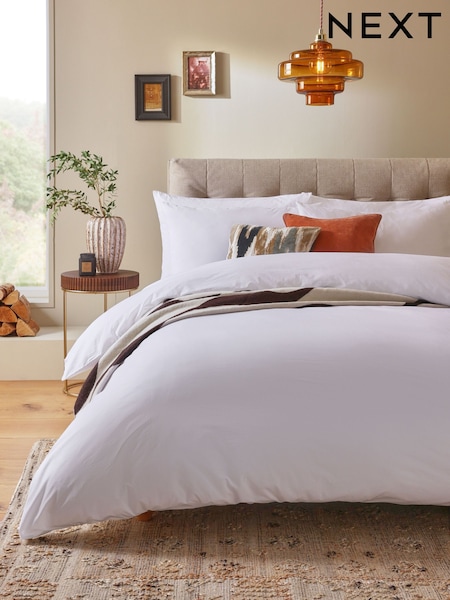 White Collection Luxe 400 Thread 100% Egyptian Percale Duvet Cover and Pillowcase Set (E30375) | €66 - €108