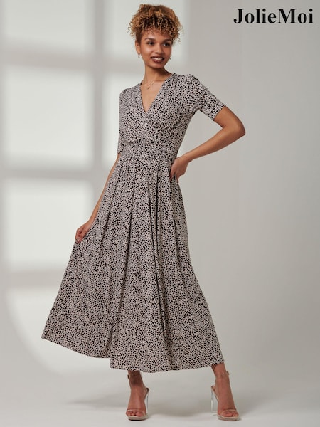 Jolie Moi Natural Kenzie Half Sleeve Jersey Maxi Dress (E30390) | €54