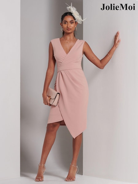 Pink - Jolie Moi Kiana Wrap Ruched Bodycon Dress (E30391) | 94 €