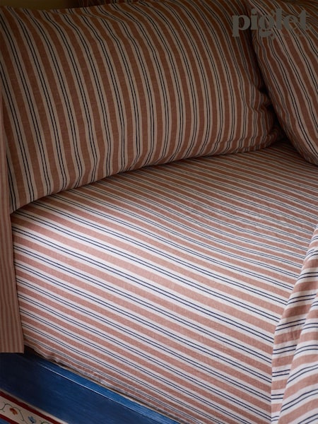 Piglet in Bed Brown Sommerley Stripe Linen Fitted Sheet (E30465) | €76 - €114