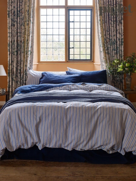 Piglet in Bed Blue Sommerley Stripe Linen Duvet Cover (E30470) | €126 - €182