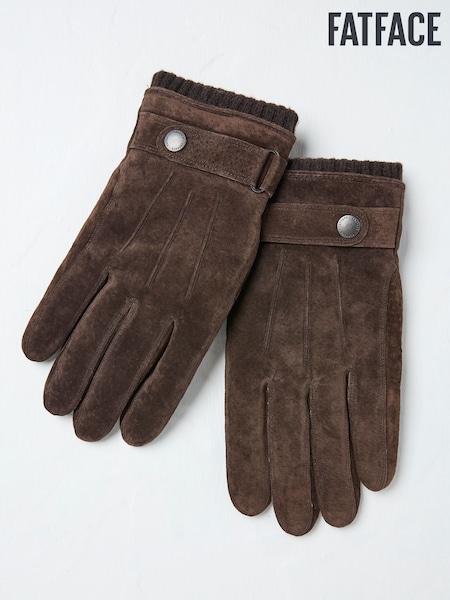 FatFace Chocolate Brown Suede Gloves (E30501) | €26