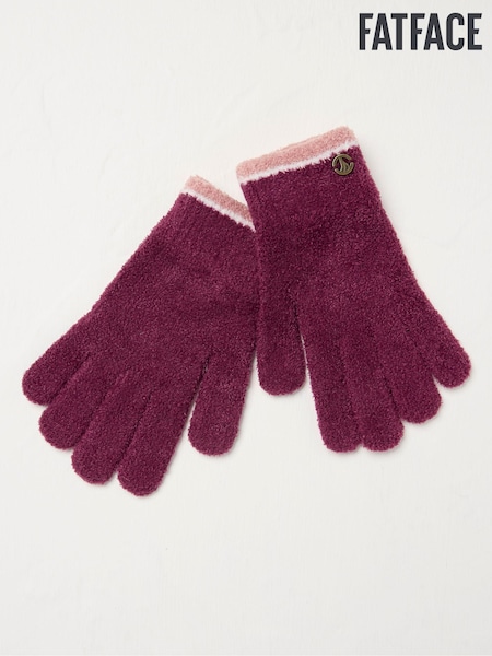 FatFace Dark Red Chenille Gloves (E30507) | €13