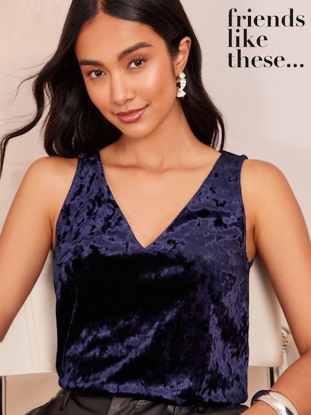 Friends Like These Velvet V Neck Shell  Vest Top (E30518) | €8