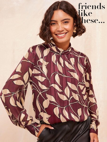 Ruskea - Friends Like These Roll Neck Tie Back Animal Print Blouse (E30532) | €55