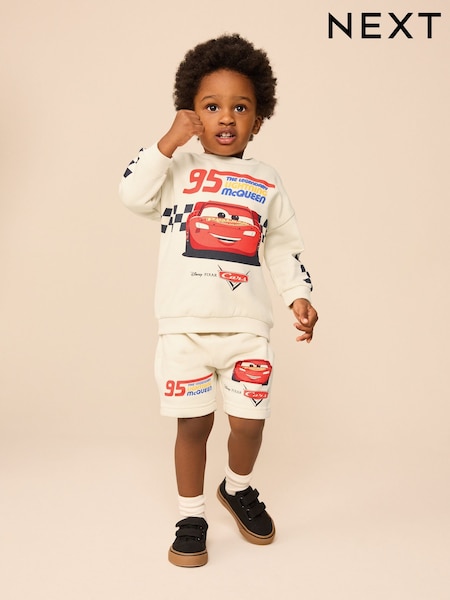 Cream/Red Cars Sweatshirt and Shorts Set (9mths-8yrs) (E30538) | €31 - €37