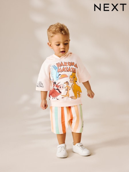 White Lion King Short Sleeve 100% Cotton Hoodie and Shorts Set (3mths-8yrs) (E30544) | 988 UAH - 1,153 UAH