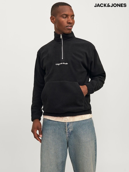 JACK & JONES Black Quarter Zip Fleece (E30616) | 127 SAR