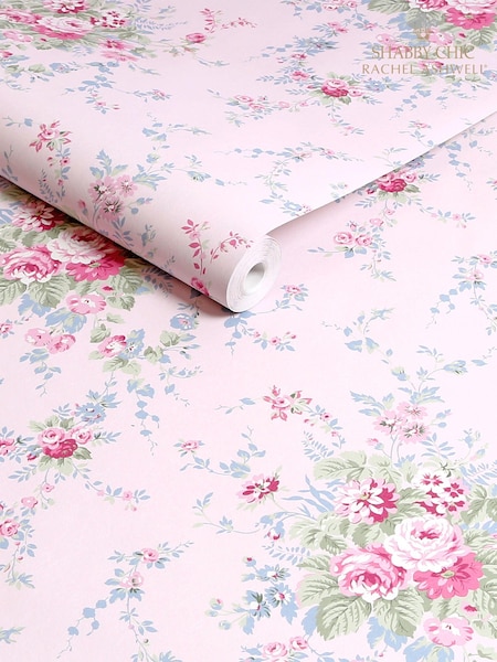 Shabby Chic by Rachel Ashwell® Pink/Blue Garden Floral 10M Wallpaper (E30640) | €81