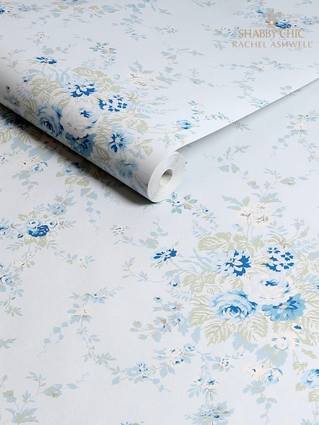 Shabby Chic by Rachel Ashwell® Soft Blue Garden Floral 10M Wallpaper (E30658) | €81