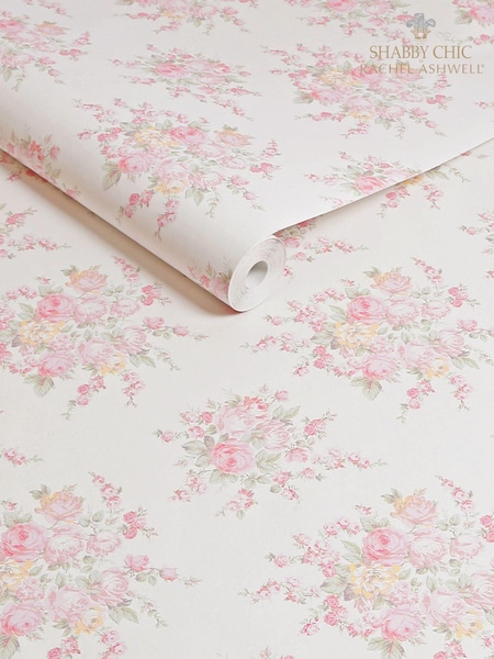 Shabby Chic by Rachel Ashwell® Pink Multi Rose Blossom 10M Wallpaper (E30670) | €81