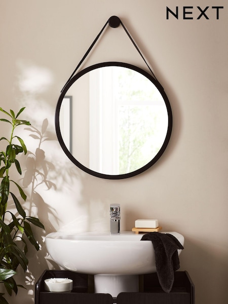 Black Bronx Hanging Round Wall Mirror (E30802) | $105