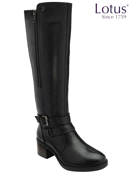 Lotus Black Knee High Boots (E30886) | $173
