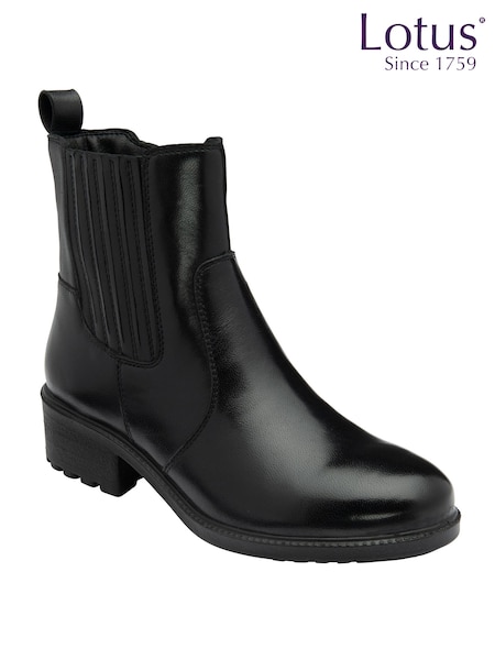 Lotus Black Ankle Boots (E30896) | AED437