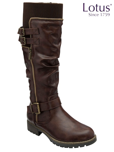 Lotus Brown Knee High Boots (E30898) | €106
