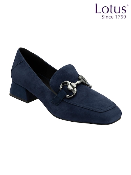 Lotus Blue Heeled Leather Loafer Shoes (E30902) | €86