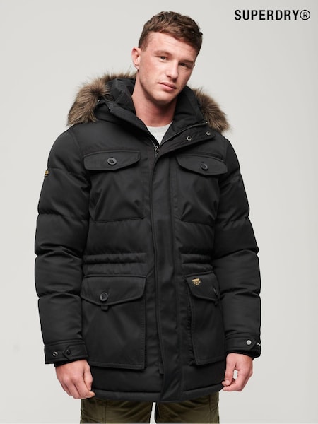 Superdry Noir Chinook Faux Fur Parka Coat Jacket (E30925) | €119