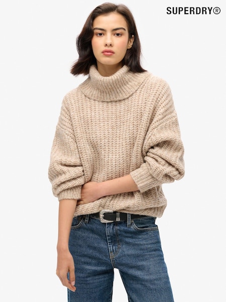 Twist bej - Pulover Superdry Brushed Rib Slouch Nk (E30927) | 327 LEI