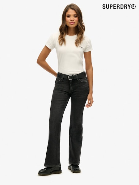 Superdry Wood Ridge Black Vintage Mid Rise Slim Flare Jeans (E30929) | €99
