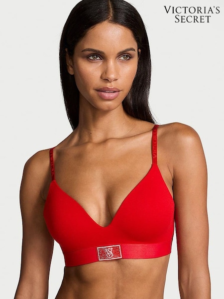 Victoria's Secret Lipstick Red Non Wired Lightly Lined Shine Patch Bra (E31162) | €45