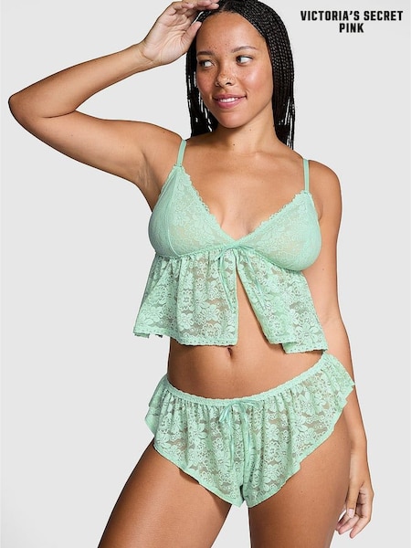 Victoria's Secret PINK Mint Green Lace Cami Pyjama Set (E31199) | €22