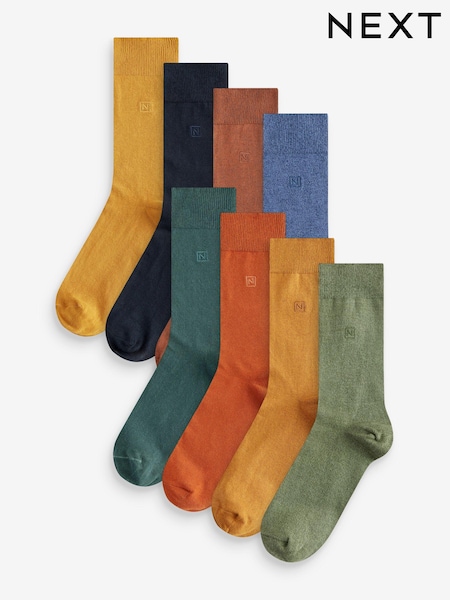 Modra/oranžna/zelena - 8 Paket - Embroidered Lasting Fresh Socks (E31304) | € 24