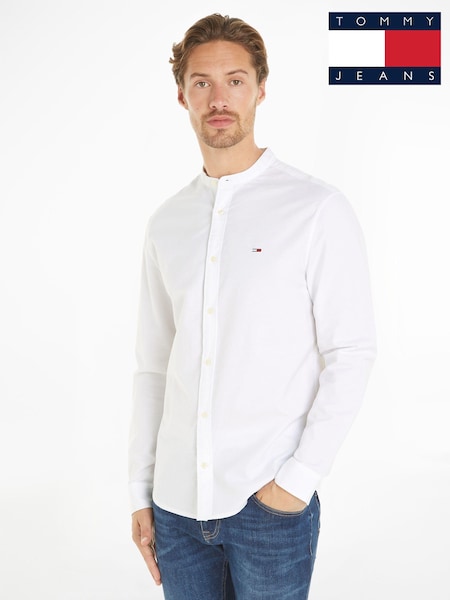 Tommy Jeans White Regular Fit Oxford 100% Cotton Mao-Collared Shirt (E31431) | €43