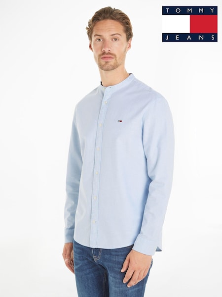 Tommy Jeans Blue Regular Fit Oxford 100% Cotton Mao-Collared Shirt (E31441) | €43