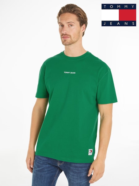 Tommy Jeans Green Regular Fit Classic 100% Cotton T-Shirt (E31454) | 86 QAR