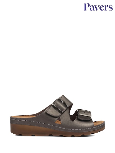 Pavers Natural Pavers Adjustable Black Mule Sandals (E31482) | OMR16