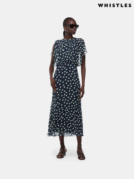 Whistles Moon Spot Print Midi Dress (E31697) | €313