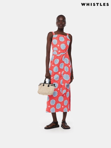 Whistles Orange Sunburst Linen Blend Dress (E31703) | €95